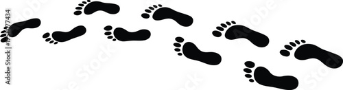Black footprints on a white background showing a path