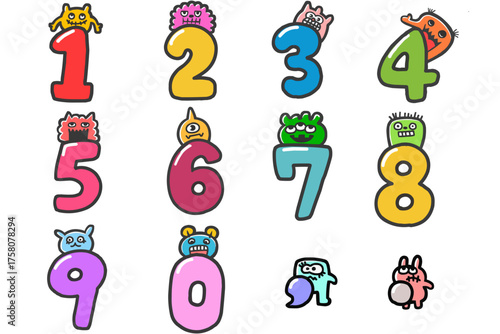 可愛い数字とモンスター