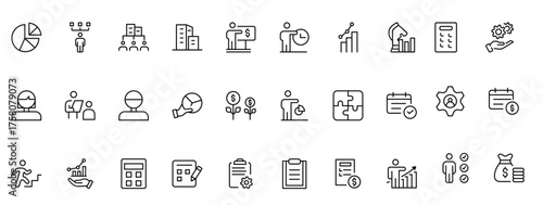  Public utilities linear signed icon collection. Signed thin line icons collection. Set of public utilities simple outline icons.