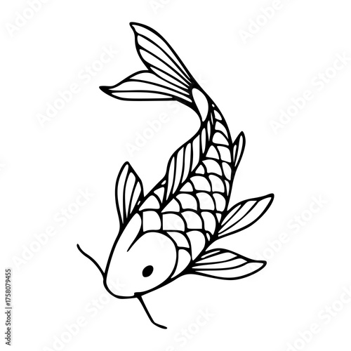traditional Japanese koi fish line art