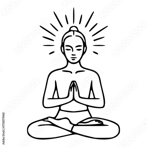 meditation and enlightenment line art vector