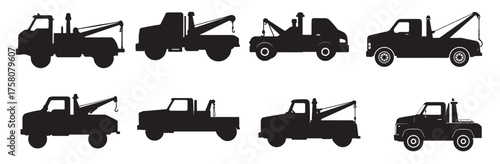 tow truck silhouette white background