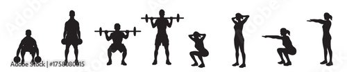 squat icons vector
