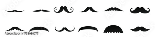 strong man mustaches flat style icon signs set vector