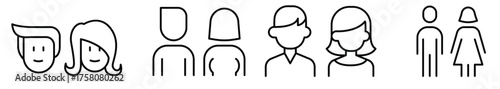 Modern Toilet, restroom, bathroom symbol set in thin line style