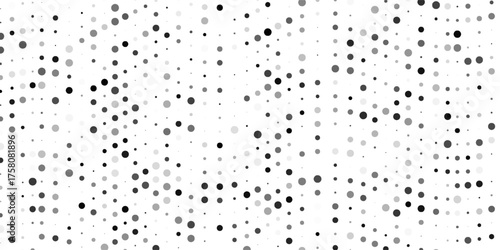 Polka dot pattern, black and white seamless background with hand-drawn spots, trendy design for printing on fabric
