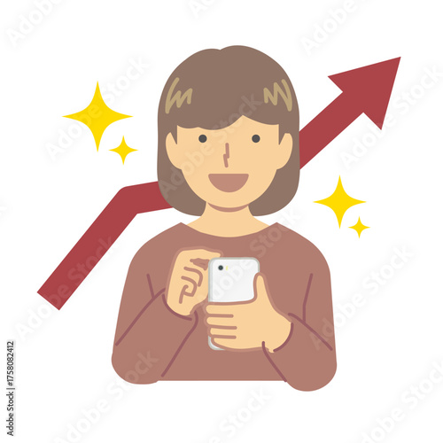 人物 上昇して喜ぶ女性