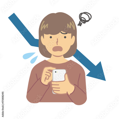 人物 下昇して悲しむ女性