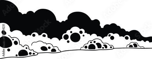 Vector cloudscape design with bubble like formations silhouette illustration