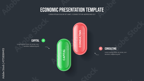 Advertising Campaign Two Step Infographic Presentation Template. Investor Briefing 2 Element Diagram Slideshow Layout. Service Development Slide Design Vector Illustration.