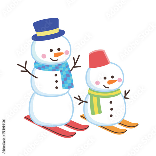 スキーをする雪だるま
