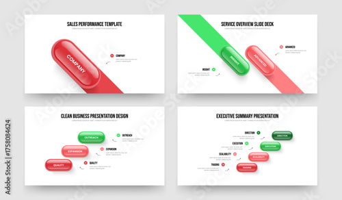 Product Overview One Two Three Four Step Infographic Slideshow Template Vector Illustration Set. Investor Introduction 1 2 3 4 Element Diagram Presentation Design Bundle.