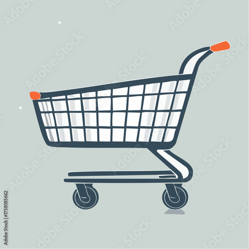 Modern hand-drawn empty shopping cart illustration, perfect for symbolizing retail, e-commerce, consumerism, and online purchase concepts in a clean, contemporary design