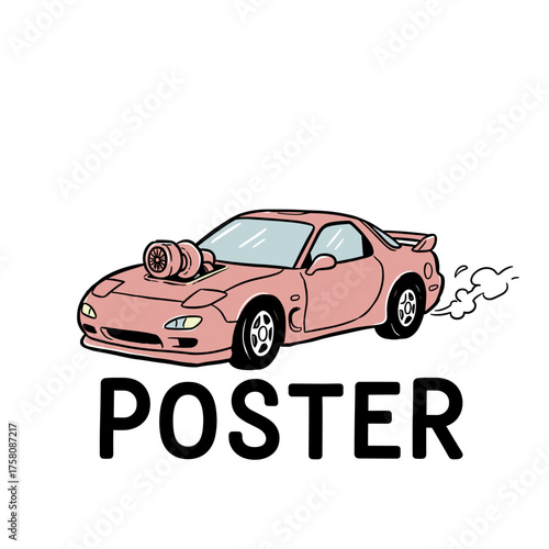 Super sports racing car. Automobile speed race poster. Race car racing. Racing club Illustration. Sports car drifting. Racing Team Design. Super Car Racing Illustration Design. Fast wheels challenge.