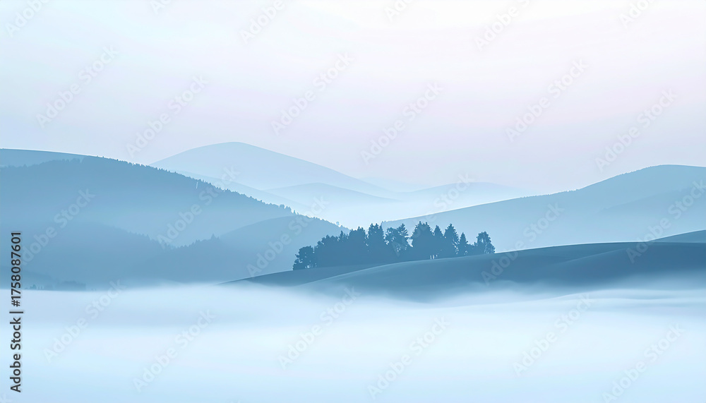 Obraz premium 幻想的な霧の風景01, Fantasy Mist Landscape, generated by AI