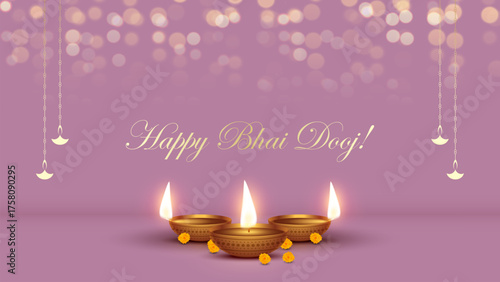 Bhai Dooj festival greeting card India. Abstract vector illustration design. Happy bhai dooj festival social media post design. Translation- Wish you a  happy bhai dooj.