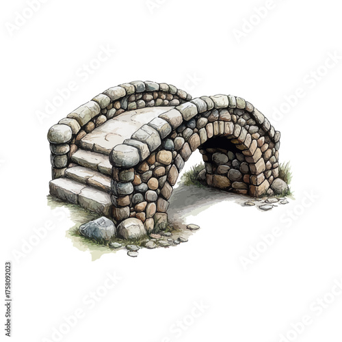 Foto stone bridge hand drawn illustration