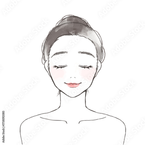 シンプルな正面顔の女性のイラスト