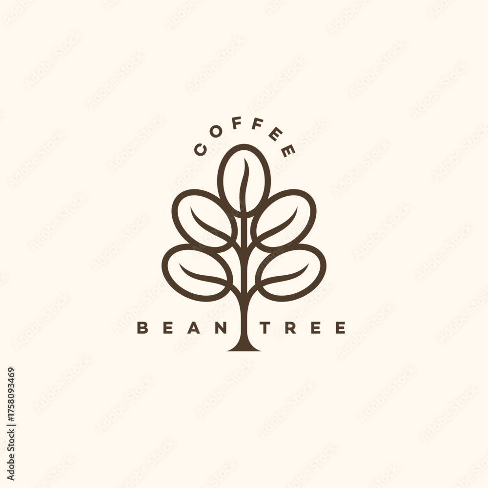 Obraz premium Coffee bean tree logo