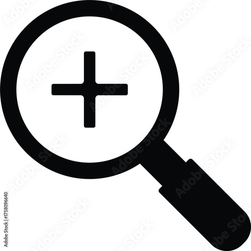 (Editable) Premium Quality Silhouette Design; Adobe Illustrator Artwork - Zoom In Magnifying Glass Icon A Detailed View of Enhanced Examination
