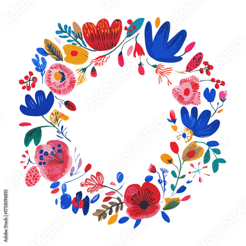 Maxican folk flowers art illustration decorative botanical vector