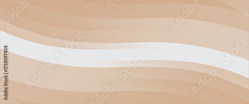 Abstract white brown creamy colors gradient with wave lines graphic design texture background.vector Eps10.