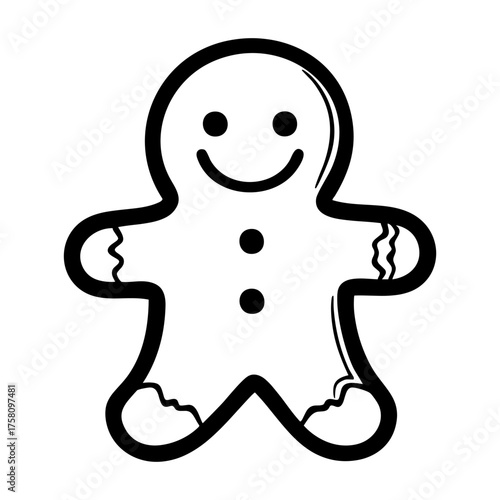 Smiling gingerbread cookie outline vector