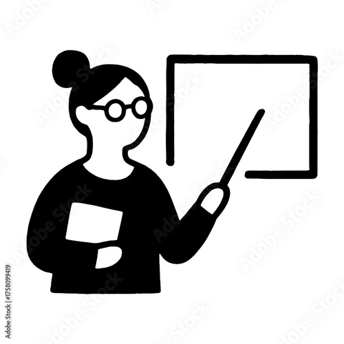 Teacher pointing at board illustration vector