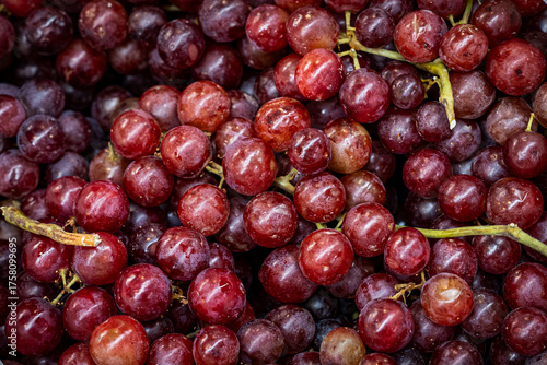 Close Up. Group of Red Grapes. Healthy food. Fruit.