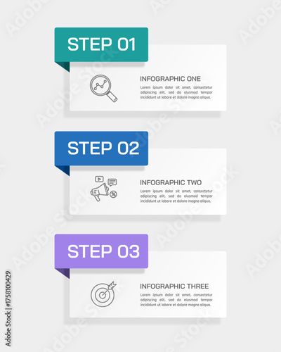 3 Steps Vertical Business Infographic Template for Workflow and Process Flowchart. Vector illustration.
