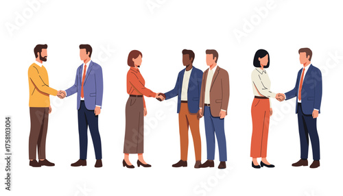 Diverse group of business people shaking hands in agreement