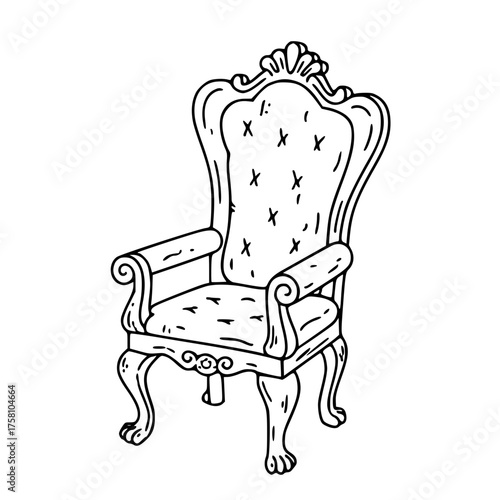 Vintage royal armchair outline for decoration