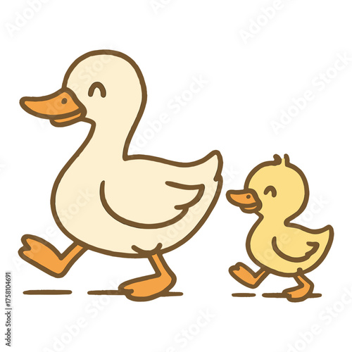 Adorable ducks walking happily vector