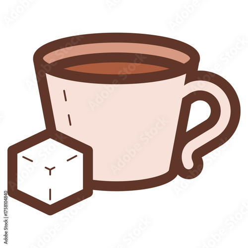 coffee cup drink with sugar cube icon