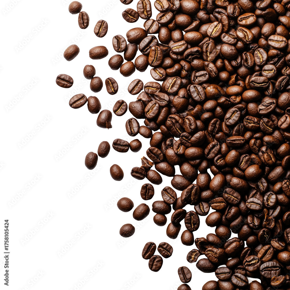 Obraz premium Roasted beans cascade over black