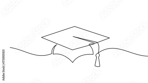 Continuous Line Drawing of Graduation Cap