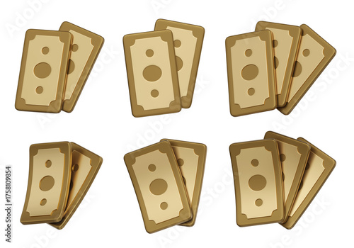 Canvas Print cartoon style gold money bills currency 3D graphic