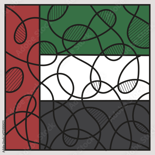 Abstract UAE Flag with Intersecting Line Art – Perfect for National Day Visuals and Modern Educational Materials
