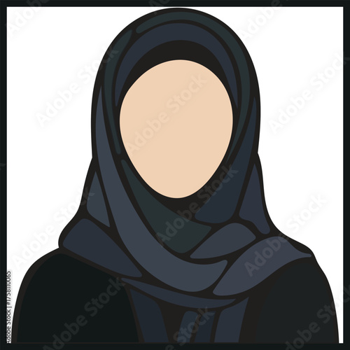 Minimalist Hijabi Woman Vector Portrait – Ideal for Inclusive App Avatars and Cultural Awareness Educational Designs