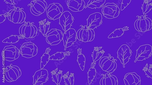 Purple vegetablethemed background suitable for food blogs, recipe cards, farmers market promotions, and healthy eating social media posts.