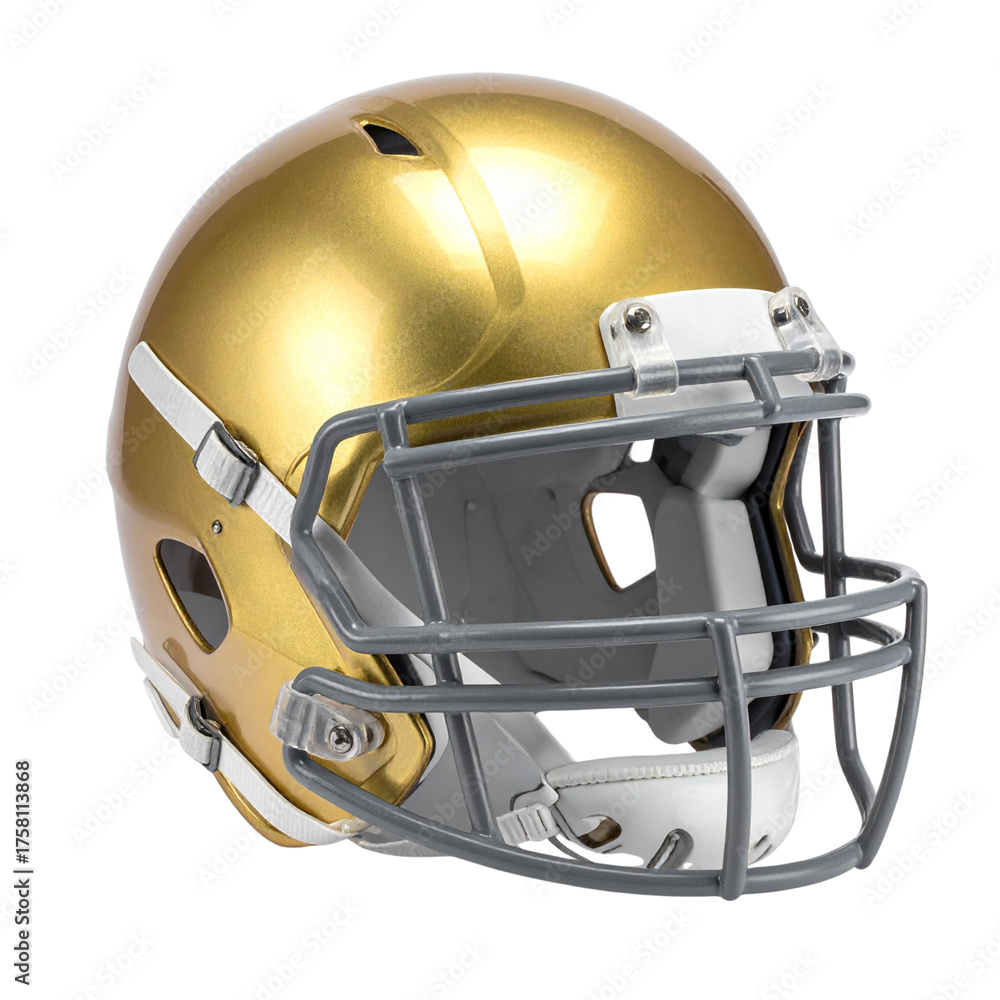 Fototapeta premium An isolated American football helmet, a crucial piece of safety equipment, stands ready for the game