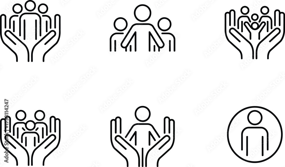 Fototapeta premium Collection of Icons Representing People and Care