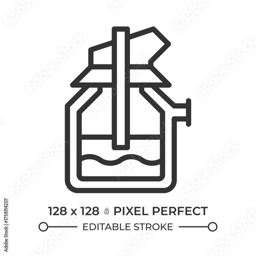 Basic oxygen furnace line icon. Steelmaking, metalwork. Steel production, industrial technology. Raw materials. Isolated vector illustration. Outline symbol. Simple linear drawing. Editable stroke