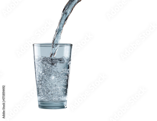 Wallpaper Mural Water pours into a clear glass against a black background, creating bubbles Torontodigital.ca