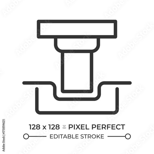 Metal stamping line icon. Steel production, industrial. Manufacturing, machinery. Engineering and processing. Isolated vector illustration. Outline symbol. Simple linear drawing. Editable stroke