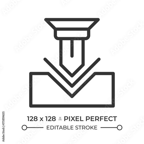 Bending line icon. Metalworking, manufacturing. Production process and machinery. Engineering, technology. Isolated vector illustration. Outline symbol. Simple linear drawing. Editable stroke