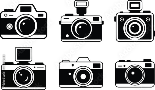 Collection of Six Black and White Camera Icons