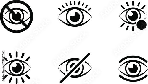 Collection of Eye Icons: Visibility, Privacy, and Observation
