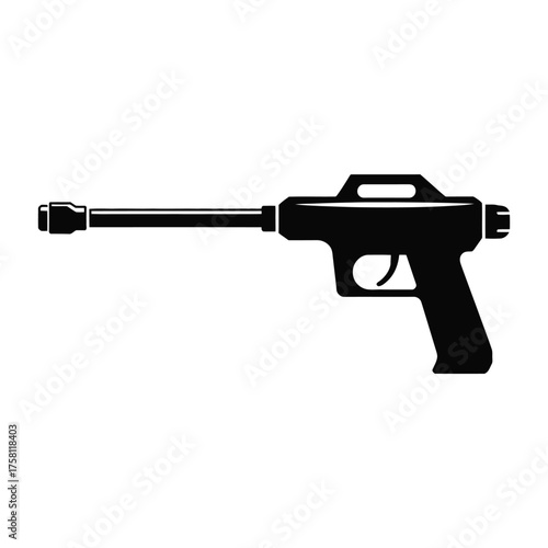 Silhouette of a black water gun or spray nozzle