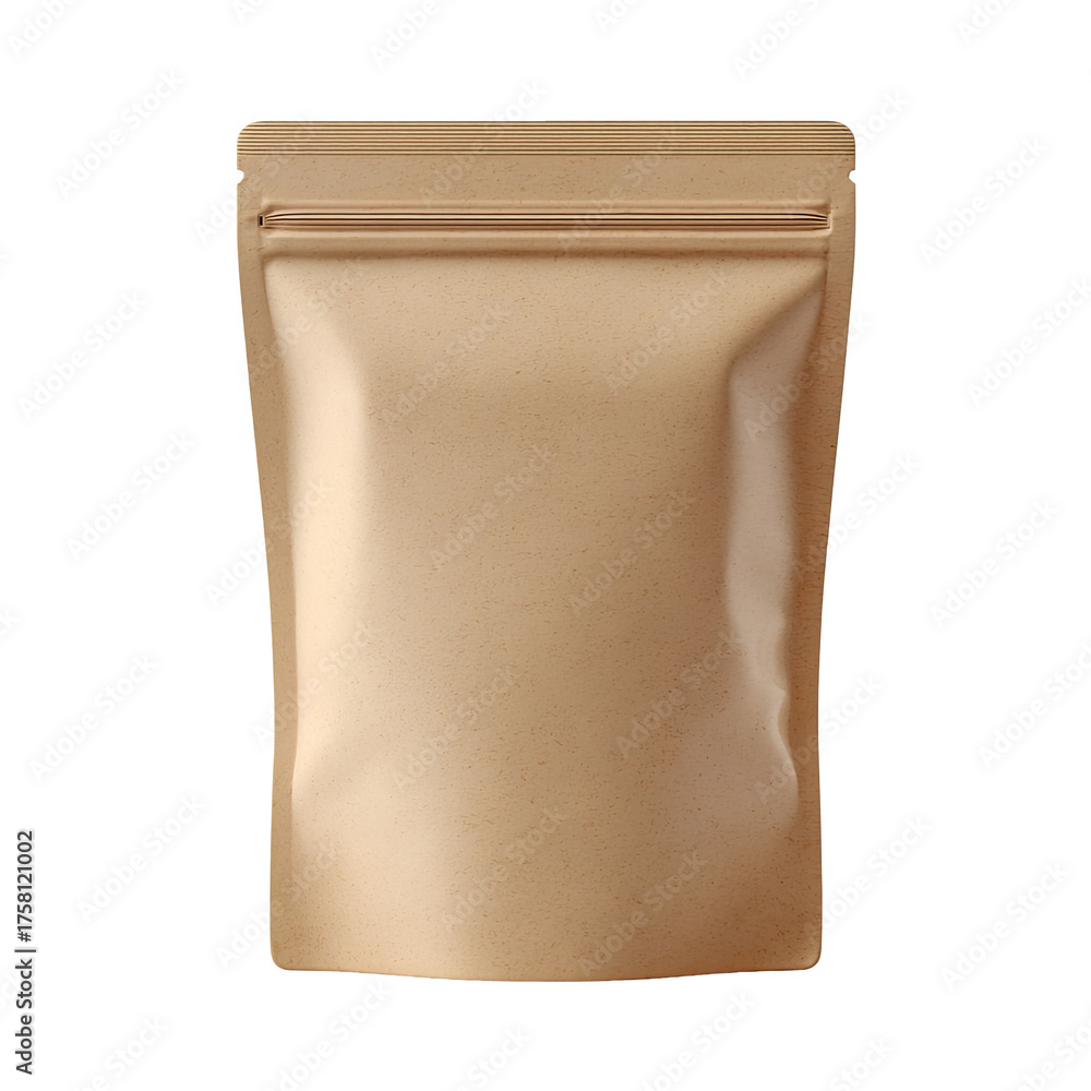 Obraz premium A vertically-oriented, closed, brown, pouch-like package against a black background